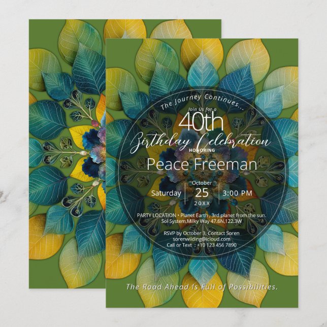 Botanical Symphony | Leaf Mandala Design Invitation (Front/Back)
