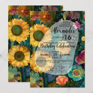 Botanical Tapestry Colorful Flower Design Invitation