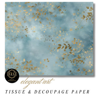 Botanical Teal Gold Leaf Design Tissue Paper