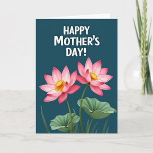 Botanical Teal Happy Mothers Day Card
