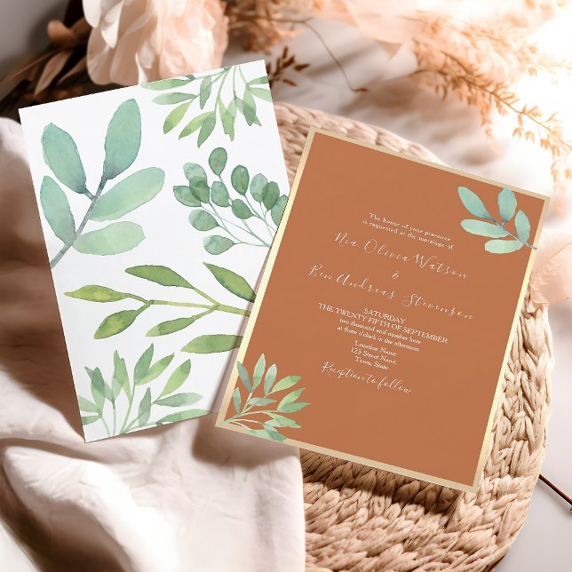 Botanical Terracotta Burnt Orange Wedding Invitation (Creator Uploaded)