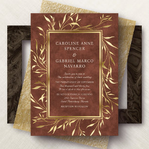 Botanical Terracotta Elegant Leaves Wedding