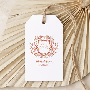 Botanical Terracotta Thank You Crest Wedding Gift Tags