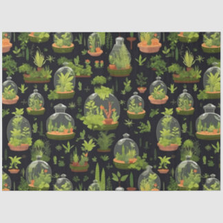 Botanical Terrariums on Black Tissue Paper