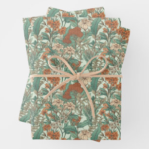 Botanical themed  wrapping paper sheet