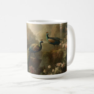Botanical: three peacocks in English garden Coffee Mug