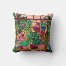 Botanical Throw Pillow - Gold & Burgundy