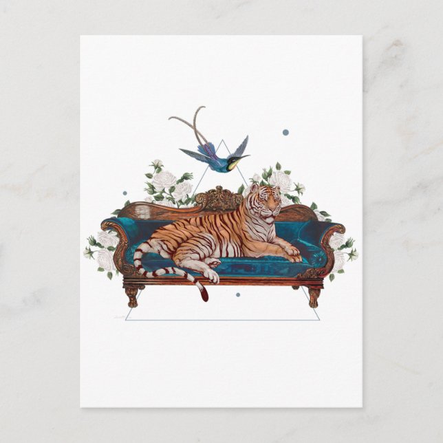 Botanical Tiger on Lounge Chair Postcard (Front)