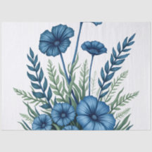 Botanical Tissue Paper with Elegant Floral Design