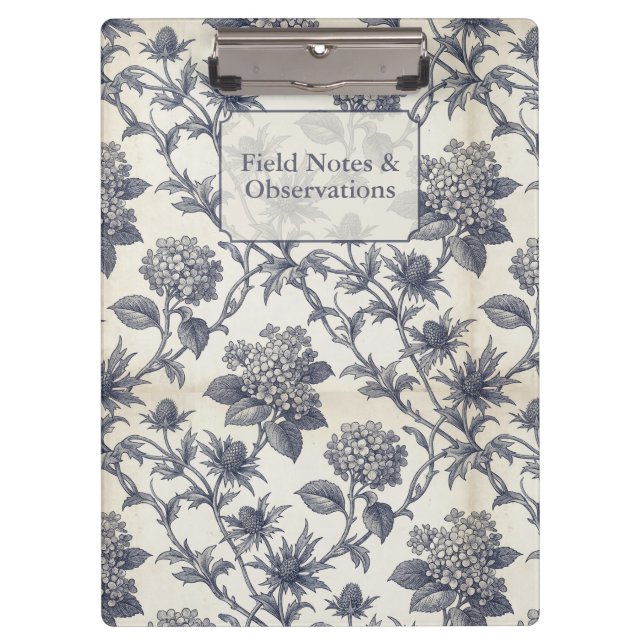 Botanical Toile | Hydrangea & Sea Holly Custom Clipboard (Front)