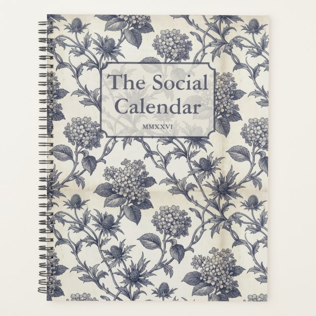 Botanical Toile | Hydrangea & Sea Holly Custom Planner (Front)
