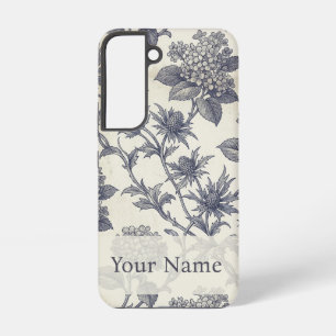 Botanical Toile Hydrangea & Sea Holly Custom Samsung Galaxy Case