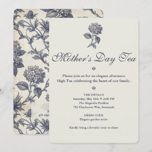 Botanical Toile Hydrangea Sea Holly Mother's Day Invitation