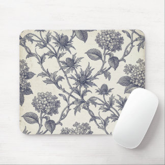 Botanical Toile | Hydrangea & Sea Holly Mouse Pad