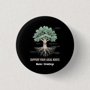 Botanical Tree Anatomy Support Your Local Roots 3 Cm Round Badge