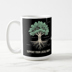 Botanical Tree Anatomy Support Your Local Roots Coffee Mug
