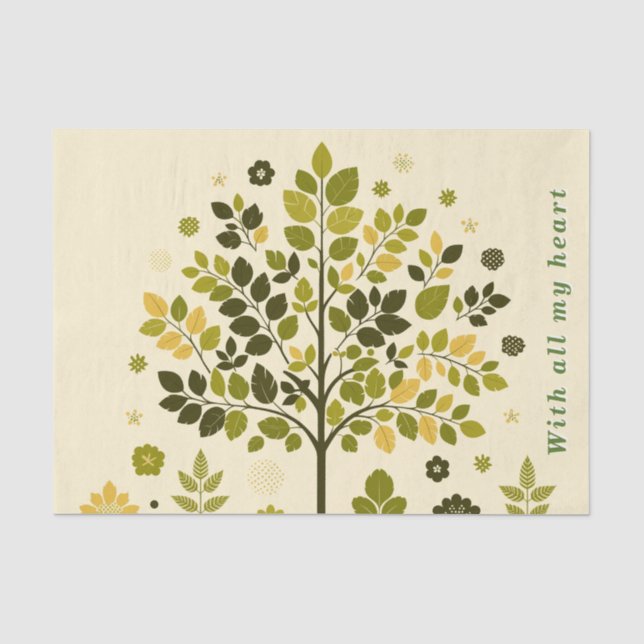 Botanical Tree To From Handmade with gift Tissue Paper (Front)