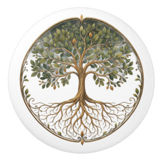Botanical Tree, Tree of Life, Ceramic Knob