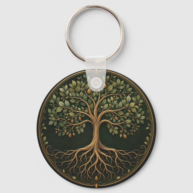 Botanical Tree, Tree of Life, Keychain (Back)