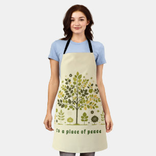 Botanical Tree Watercolor Green Foliage Apron