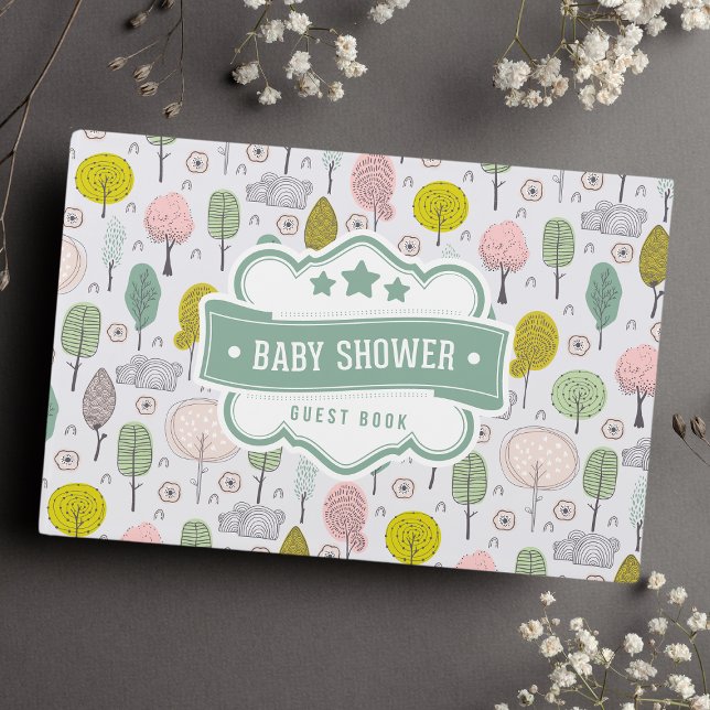 Botanical Trees Cute Nature Forest Baby Shower Guest Book (Creator Uploaded)