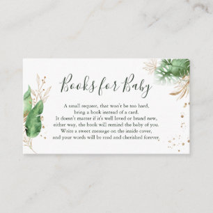 Botanical Tropical Green Book Request Baby Shower Enclosure Card