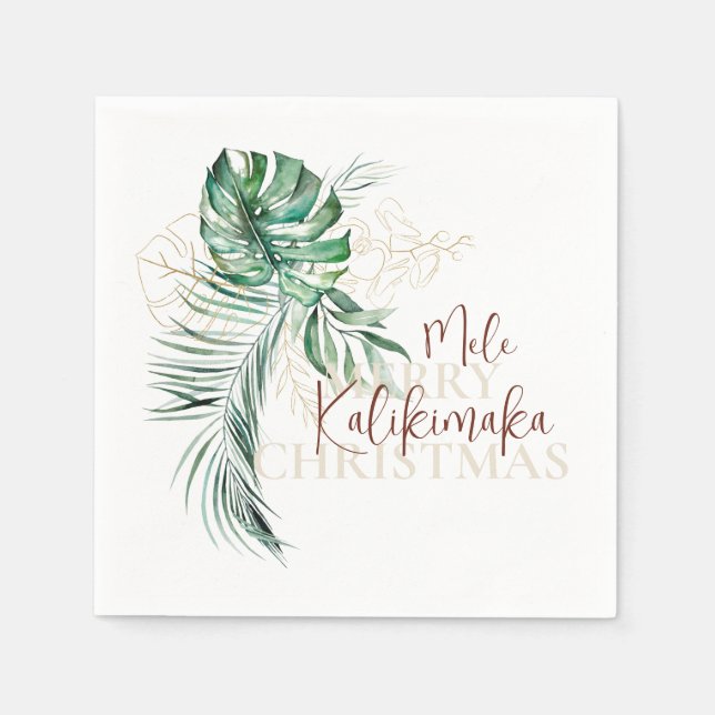 Botanical Tropical Mele Kalikimaka | Christmas Napkin (Front)