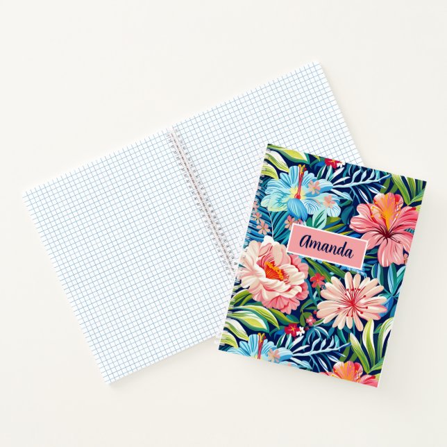 Botanical Tropical Summer Flowers Pattern Floral Notebook (Inside)