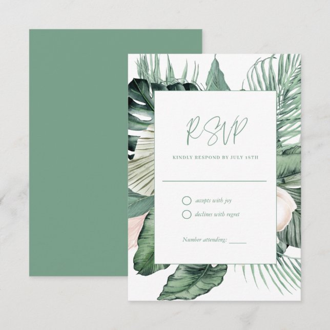 Botanical Tropical Wedding RSVP Card (Front/Back)