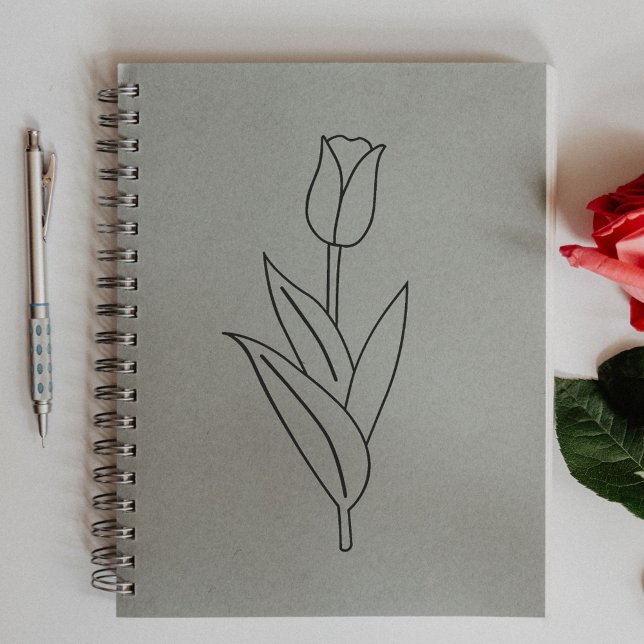 Botanical Tulip Line Art Flower Rubber Stamp (Botanical Tulip Line Art Flower Rubber Stamp)