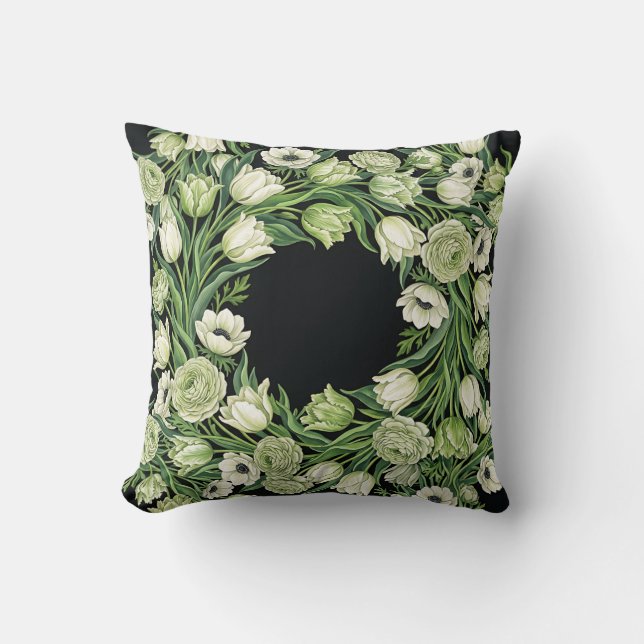 Botanical Tulips Throw Pillow (Front)