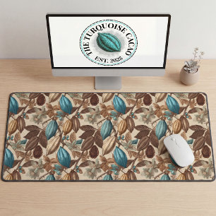 Botanical Turquoise Cacao Pattern  Desk Mat