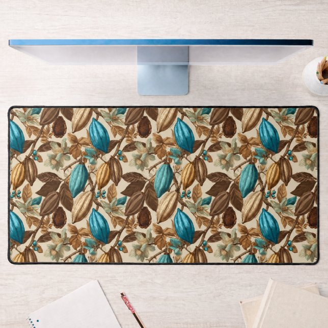 Botanical Turquoise Cacao Pattern  Desk Mat (Creator Uploaded)