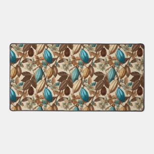 Botanical Turquoise Cacao Pattern  Desk Mat