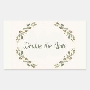 Botanical Twin Baby Shower Olive Branch Boho Green Rectangular Sticker