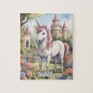 Botanical Unicorn Haven Personalised Girls Jigsaw Puzzle