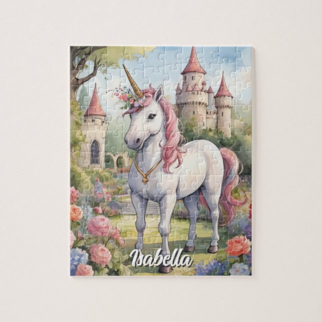 Botanical Unicorn Haven Personalised Girls Jigsaw Puzzle (Vertical)