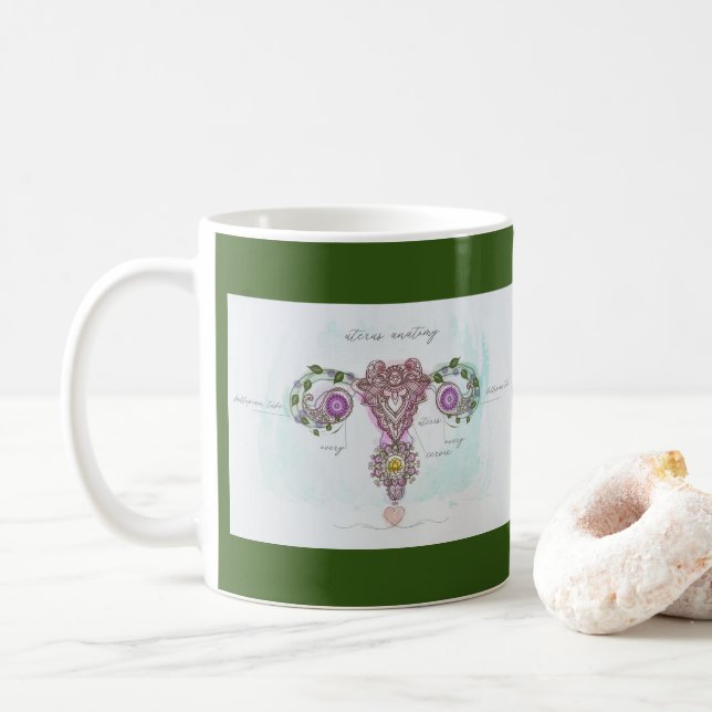 Botanical Uterus Anatomy Coffee Mug (With Donut)