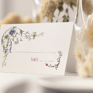 Botanical Victorian Wedding Table Tent Card