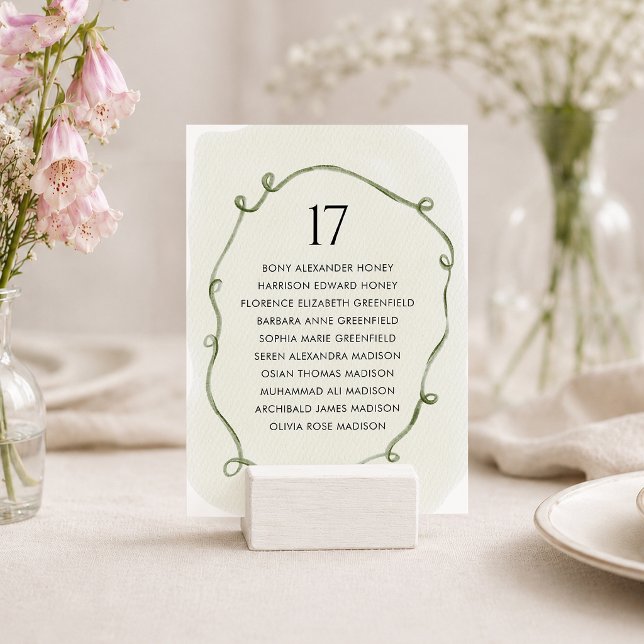 Botanical Vine Wedding Seating Card (Creator Uploaded)