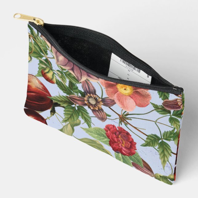 Botanical vintage design accessory pouch (Open)