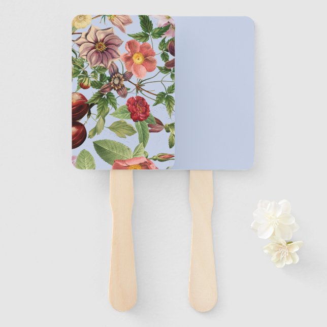 Botanical vintage design hand fan (Front and Back)