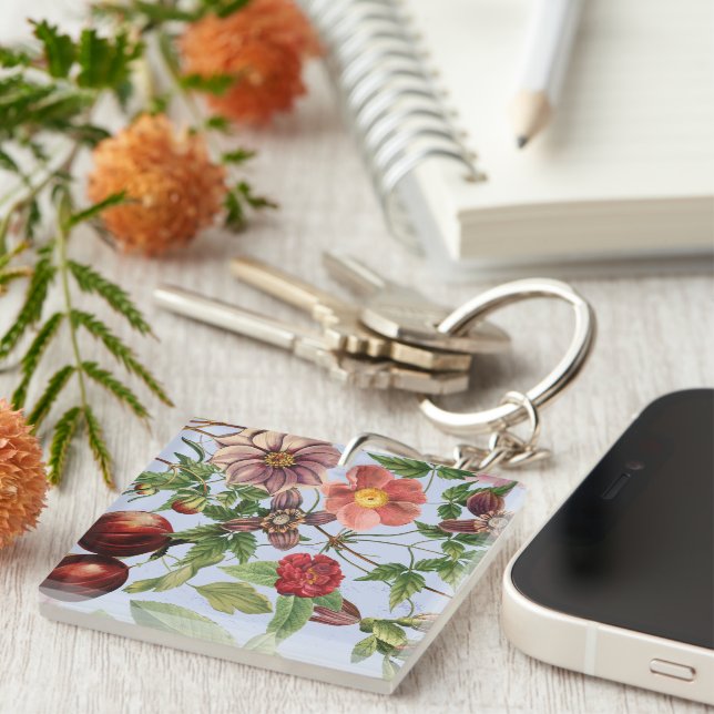 Botanical vintage design key ring (Front Right)