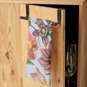 Botanical vintage design tea towel