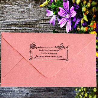 Botanical Vintage Family Name & Return Address Rubber Stamp