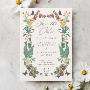 Botanical Vintage Flowers Frame Garden Wedding Save The Date