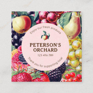 Botanical Vintage Fruit Local Farmer Label Enclosure Card