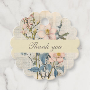  Botanical Vintaqe Wildflower Thank You  Favour Tags