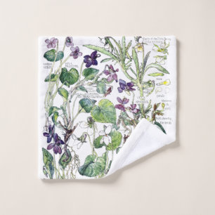 Botanical Violet Flowers Bath Towels