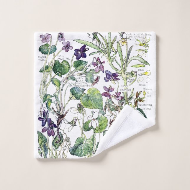 Botanical Violet Flowers Bath Towels (Wash Cloth)
